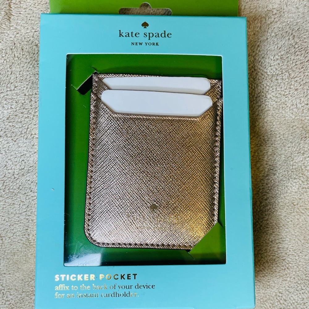 NWT Kate Spade Rose Gold Sticker Pocket